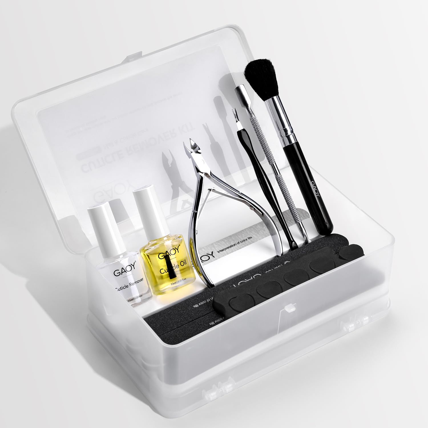 GAOY Cuticle Remover Kit, All-in-One Cuticle Trimmer and Nipper, Nail Oil and Softener, Professional Nail Care Kit with Manicure Tools Files and Buffers for Home &amp; Salon Use