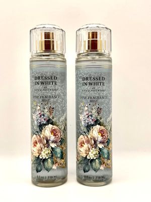 Bath and Body Work Dressed in White Fine Fragrance Mist, 8 fl oz, Pear Blossoms and Gardenia Scent, 2-Pack
