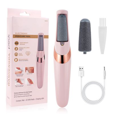 AOOWU Electric Foot File, USB Rechargeable Feet Callus Remover with 2 Speed of Replacement Rollers &amp; LED Lights, Professional Hard Skin Remover Foot Care Tools for Cracked Heels Calluses &amp; Dead Skin