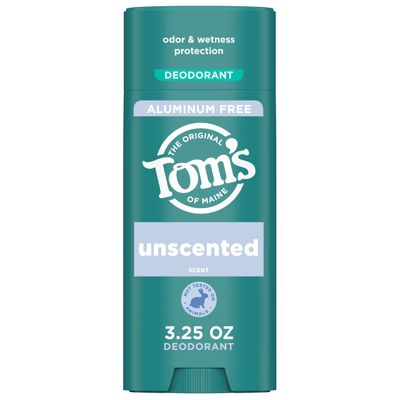 Toms of Maine Unscented Natural Deodorant for Women and Men, Aluminum Free, 3.25 oz