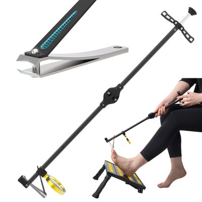Foldable Extended Long Handle Toenail Clippers with Magnifier-4mm Wide Jaw &amp; Ergonomic Design for Seniors, Arthritis&amp; Limited Mobility | Heavy-Duty, No-Bend Trimming, Tool-Free Foldable (24 Black)