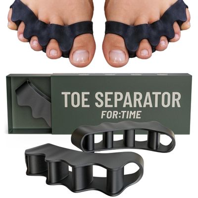 Toe Spacers - Bunion Corrector for Women &amp; Men, Toe Separators for Women, Toe Spacers Men, Hammer Toe Straightener, Bunion Relief, 1 Pair Silicone Gel Toe Separators (Black, 1)