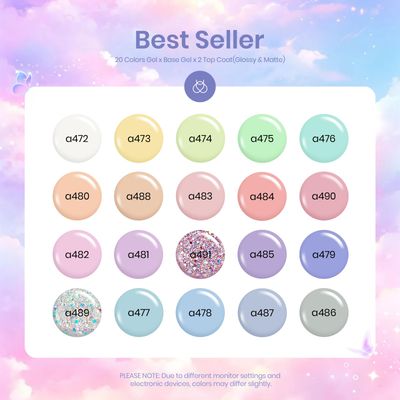 beetles Gel Polish Set - 23Pcs Pastel Nail Set with Glossy &amp; Matte Top Coat Base Coat, Yellow Pink White Purple Blue Bright Color Macaroon Glitter Uv Nails Paradise Gel Polish Gift for Women &amp; Girls