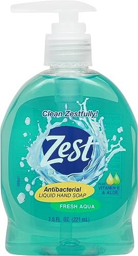Zest Antibacterial Liquid Hand Soap Fresh Aqua Plus Vitamin E &amp; Aloe 7.5 Fl. Oz