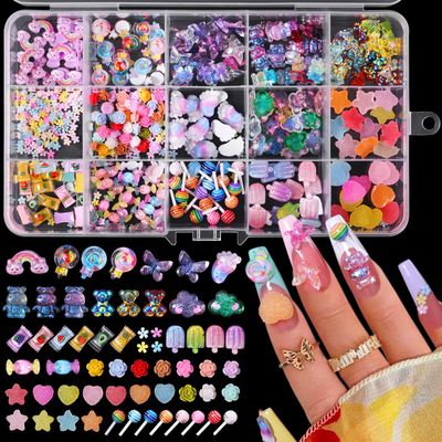 Major Dijit 3D Mix Assorted Color Nail Charms Acrylic Multi Cute Nail Art Charms Hollow Candy Jewelry Nail Supplies for Nail Art Design DIY Crafts Accessories (Colorful Candy)