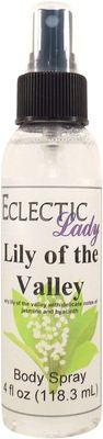 Eclectic Lady Lily Of The Valley Body Spray, Double Strength, 4 ounces, Body Mist for Women with Clean, Light &amp; Gentle Fragrance, Cologne with Soft, Subtle Aroma For Daily Use