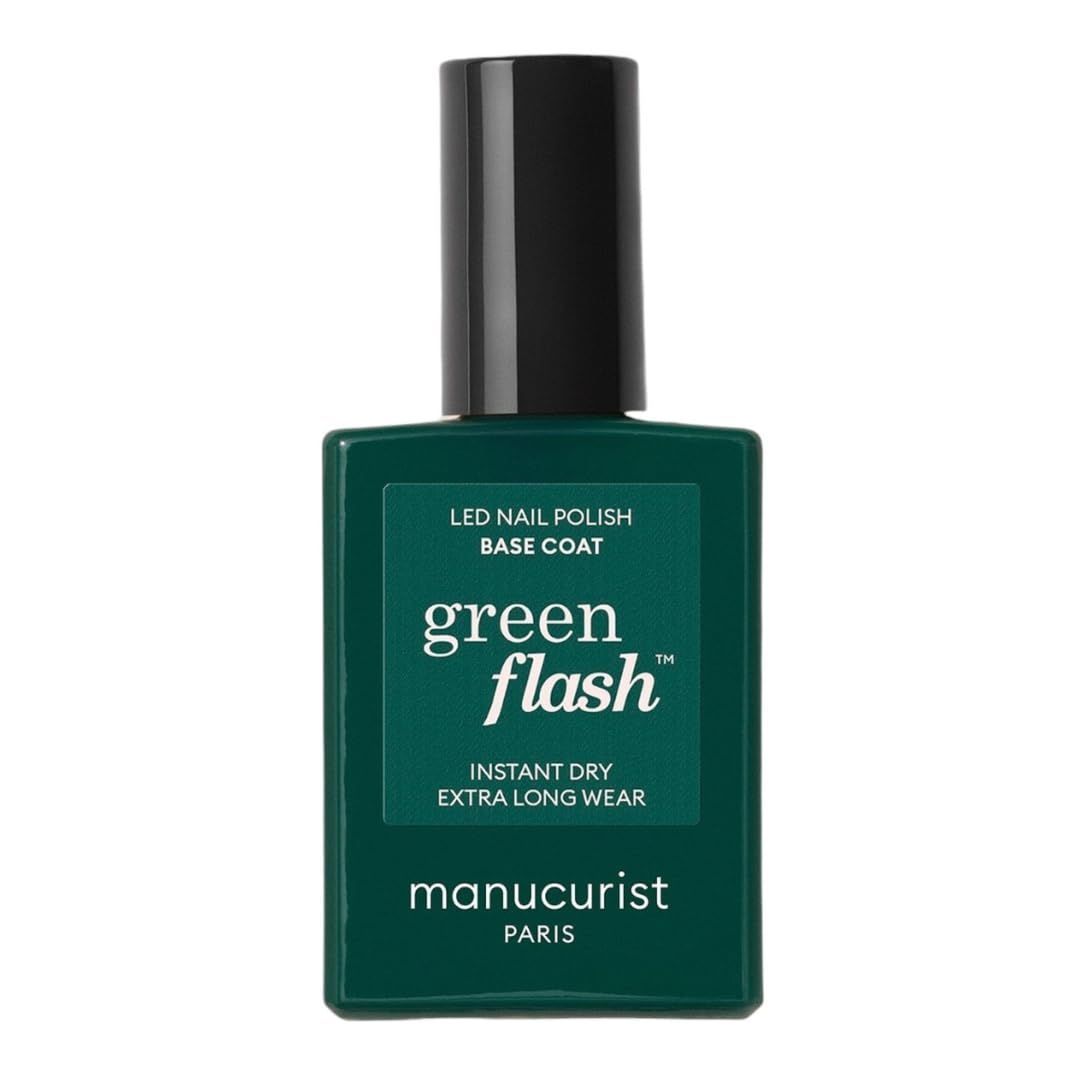Manucurist Green Flash Base Coat - LED Gel Nail Polish Base Coat - 12-Free - 84 Bio-Sourced Ingredients - Made in France - 0.5 fl oz Bottle