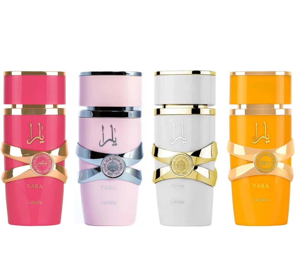 New Yara 4 Piece Set Eau De Parfum Spray for Women (Yara, Yara Moi, Yara Tous, Yara Candy - 3.4 Ounce Each)