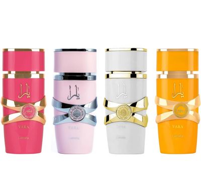 New Yara 4 Piece Set Eau De Parfum Spray for Women (Yara, Yara Moi, Yara Tous, Yara Candy - 3.4 Ounce Each)