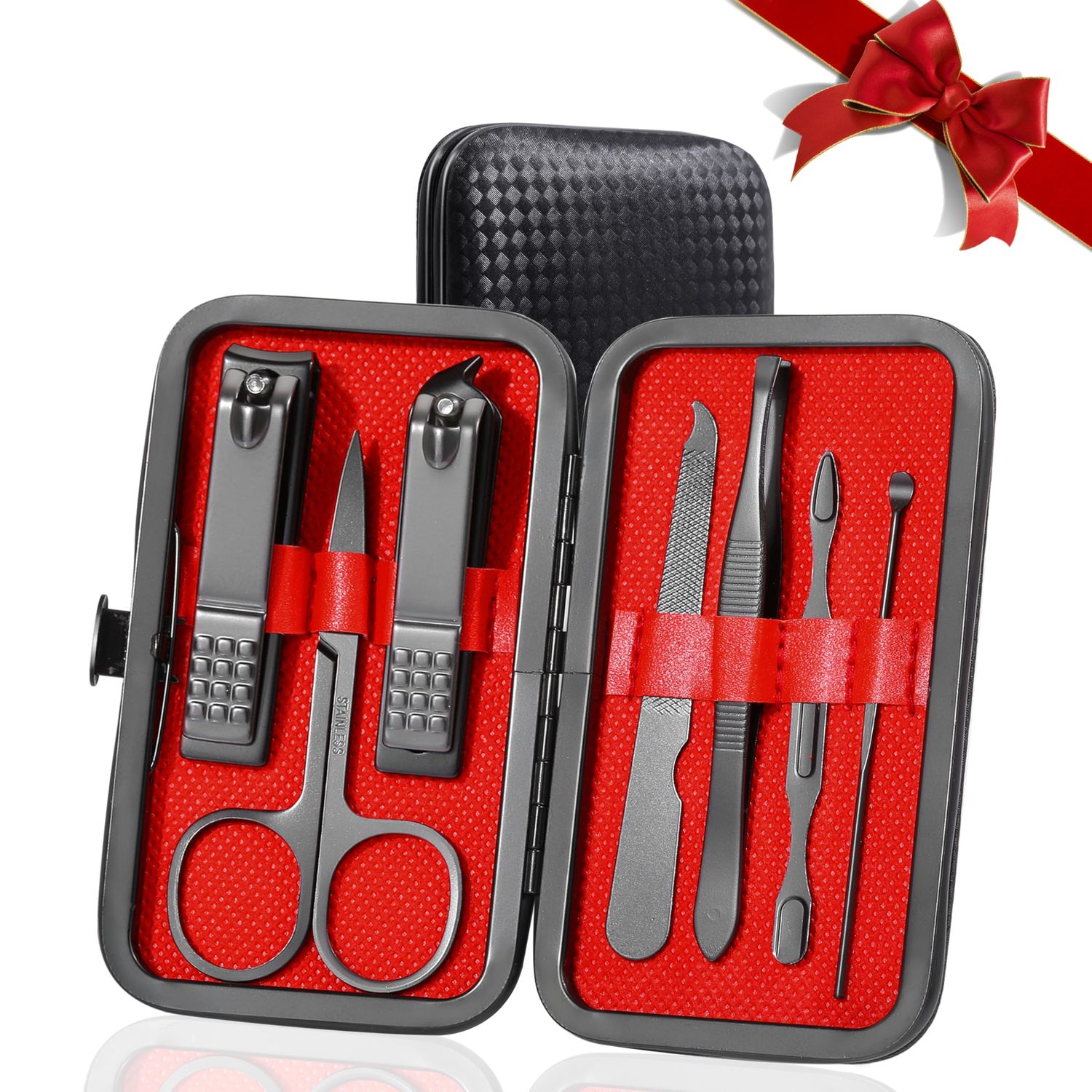 Manicure Set Nail Clippers Kit, Professional Stainless Steel Nail Care Tools with Leather Travel CaseChristmas Gifts for Women Mom Husband Colleagues