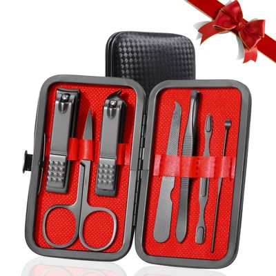 Manicure Set Nail Clippers Kit, Professional Stainless Steel Nail Care Tools with Leather Travel CaseChristmas Gifts for Women Mom Husband Colleagues