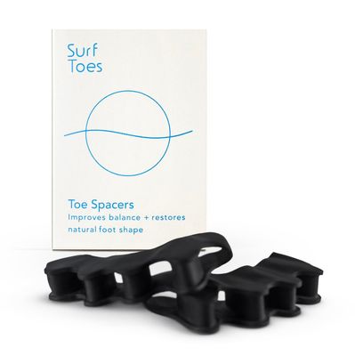 Surf Toes Toe Spacers - for Men and Women - Improve Balance and Align Toes to Their Natural Shape - Bunions, Hammer Toes, Enhanced Athletic Mobility - Toe Separators - Black