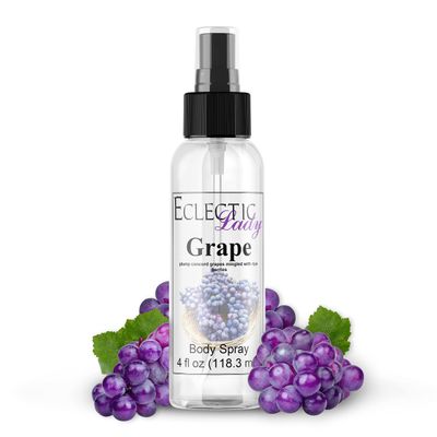Eclectic Lady Grape Body Spray, Double Strength, 4 ounces, Body Mist for Women with Clean, Light &amp; Gentle Fragrance, Cologne with Soft, Subtle Aroma For Daily Use