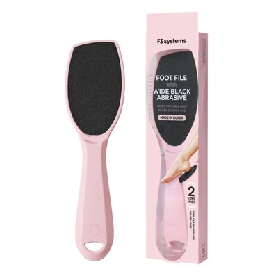 F3 Systems, Wide Emery Foot File(Pink), Double-Sided Pedicure Tool, Colossal Professional Foot Scrubber for Men &amp; Women, Effective for Cracked Heel, Callus Remover