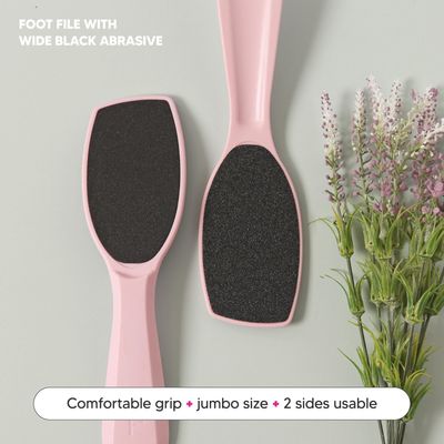 F3 Systems, Wide Emery Foot File(Pink), Double-Sided Pedicure Tool, Colossal Professional Foot Scrubber for Men & Women, Effective for Cracked Heel, Callus Remover