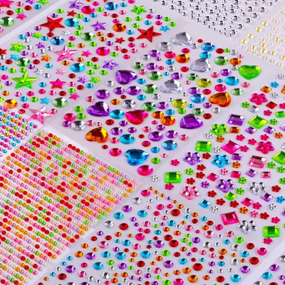 Gem Stickers, 3005 Pcs Rhinestone Stickers, Jewel Stickers Self Adhesive, Bling Acrylic Gems for Crafts, Stick on Gems &amp; Pearls for Makeup, DIY, Eye, Nail, Muti Colors, Shapes, Sizes
