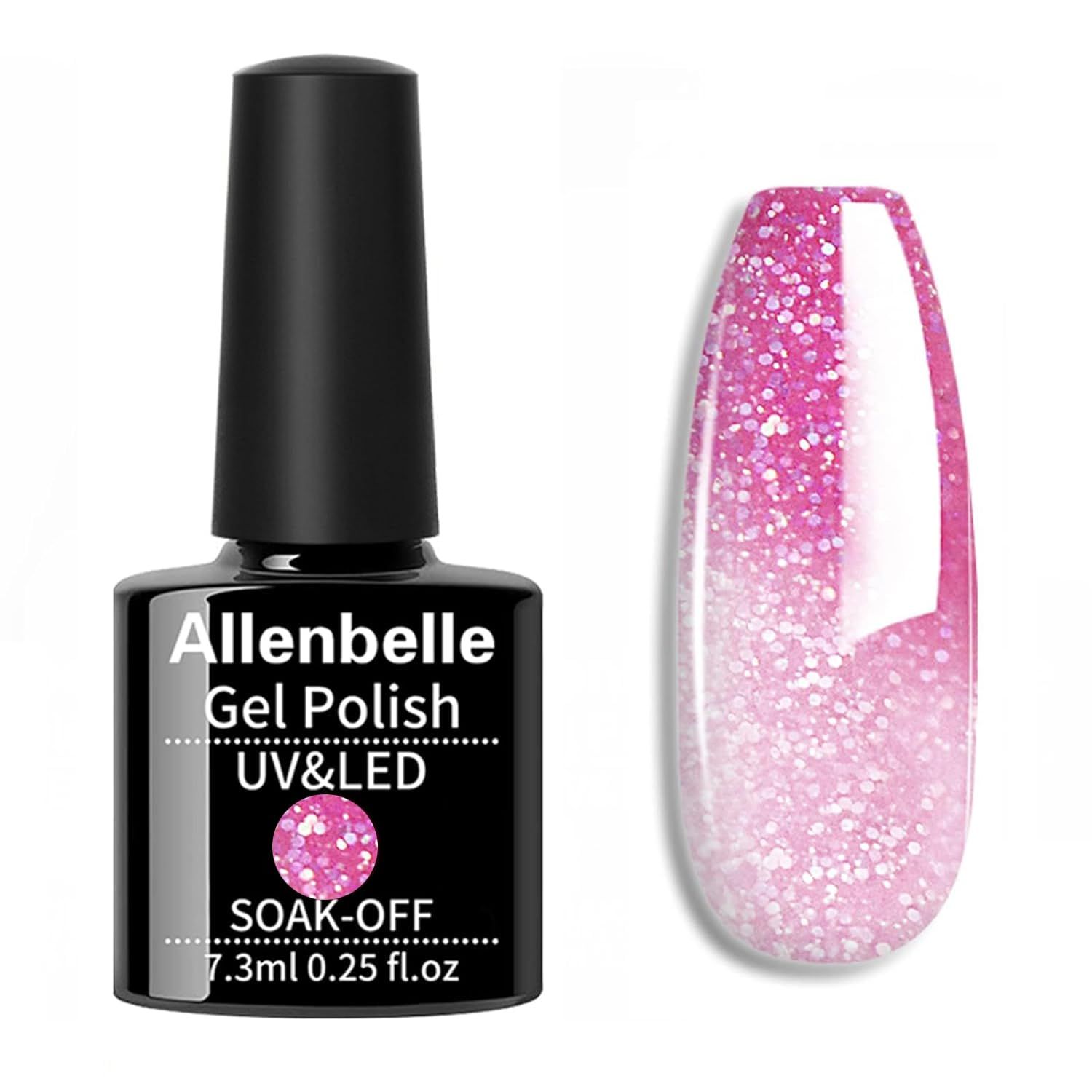 Allenbelle Color Changing Gel Nail Polish Set Color Changing Gel Polish Set Mood Soak Off Uv Led Gel Nail Polish (Pink To White)