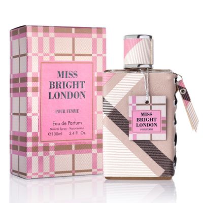 Miss Bright London Eau De Parfum for Women - Sweet, Elegant &amp; Fruity Scent - Top Notes of Green Lime &amp; Icy Pear - Base Notes of Vanilla, Amber, Mahogany &amp; Balsamic Tonka Bean - Elegant 100ml Bottle