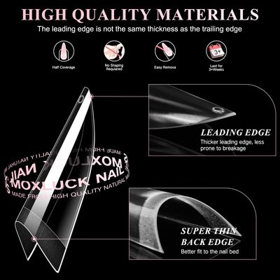 Moxluck Stiletto False Nails, Soft Gel Almond Half Cover Acrylic Nails 120Pcs, DIY and Salon Nail Tips Art