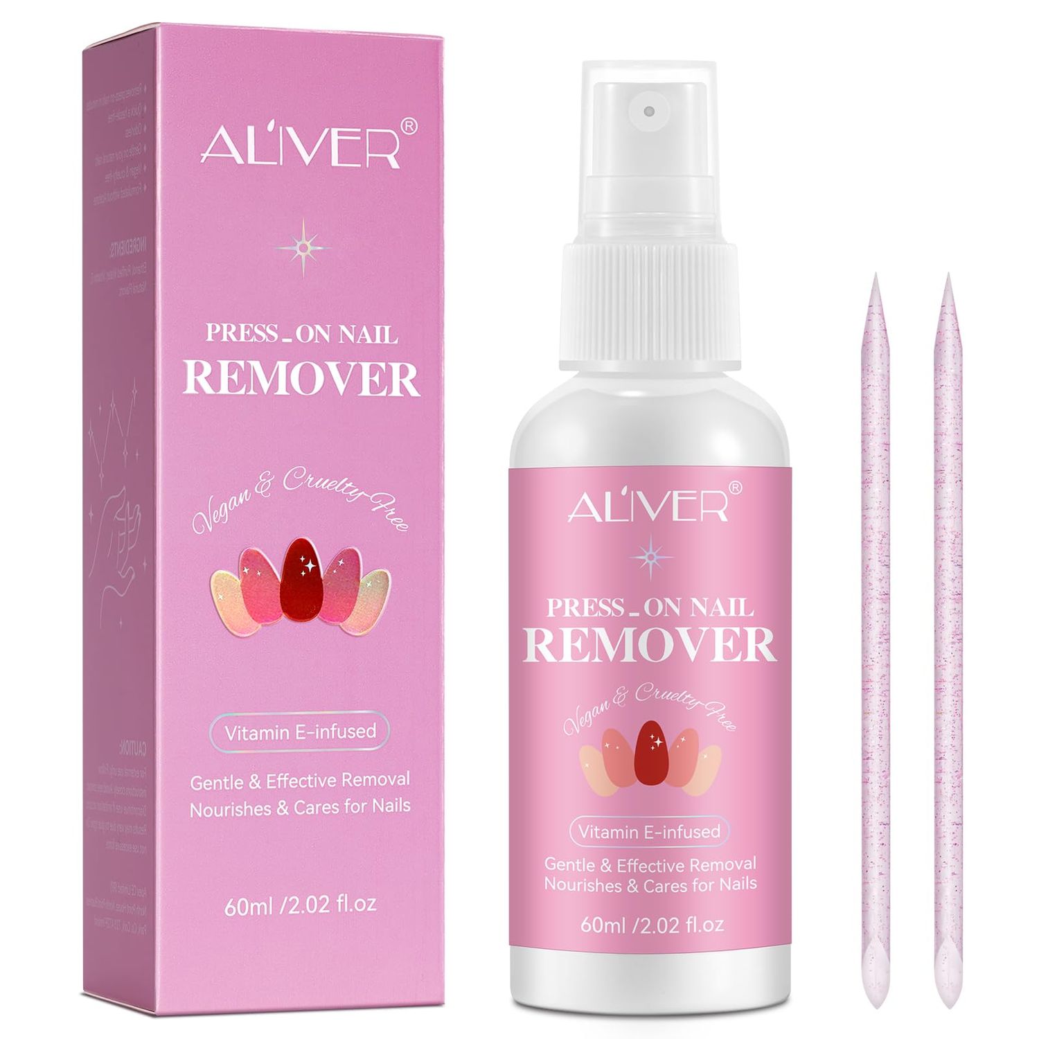 Nail Glue Remover, 60ML Press On Nail Remover, Quick, Gentle Remove for Press On Nails or Solid Nail Glue, Odorless, Acetone free, Not for Uv Gel Glue or Gel Nail Polish
