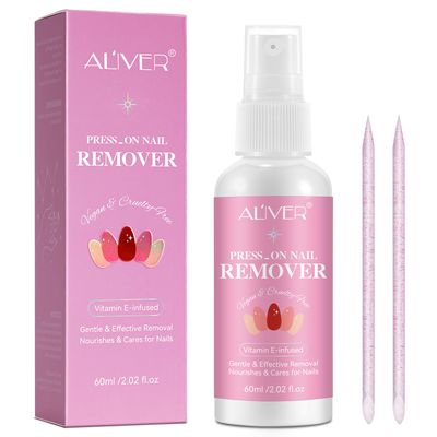 Nail Glue Remover, 60ML Press On Nail Remover, Quick, Gentle Remove for Press On Nails or Solid Nail Glue, Odorless, Acetone free, Not for Uv Gel Glue or Gel Nail Polish