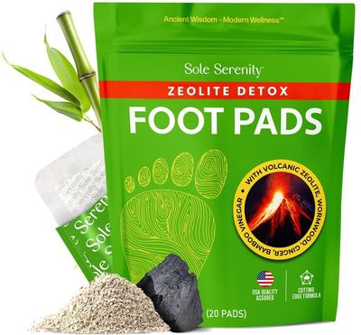 Lure Essentials Sole Serenity Foot Pads - Zeolite Mineral, Ginger Root, Wormwood, Bamboo Vinegar, Foot Spa for Achy Feet - 20 Pads