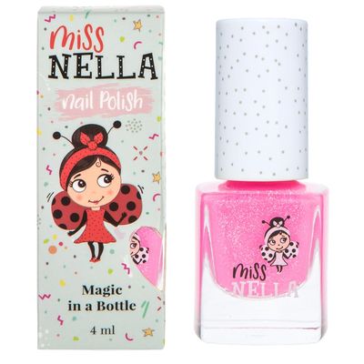 MISS NELLA MARSHMALLOW OVERLOAD - Safe Special Glitter Pink Nail Polish for Kids, Non-Toxic &amp; Odor Free Formula for Children and Toddlers, Natural Water Based for Easy Peel Off