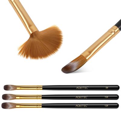 Aokitec 3pcs Acrylic Nail Brush Set - Size 10/12/14 Kolinsky Nail Brushes for Acrylic Application Nail Art Brushes for Acrylic Powder, Perfect for Nail Extension for Beginner &amp; Professional