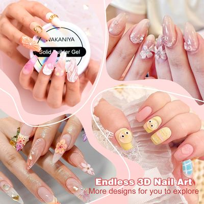 WAKANIYA Solid Gel Builder For Nails 3D Sculpting Gel For Nail Art Non-Sticky Hand Carving Gel 3D Clear Gel Nail Art For Nails Salon UV Home DIY