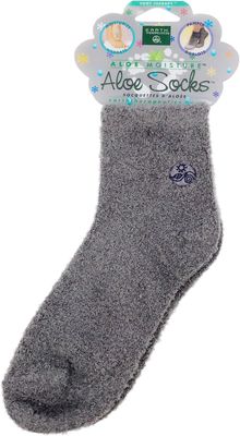 Earth Therapeutics Aloe Vera Socks - Infused with Natural Aloe Vera &amp; Vitamin E - Helps Dry Feet, Cracked Heels, Calluses, Rough Skin, Dead Skin - Use with Your Favorite Lotions - Gray