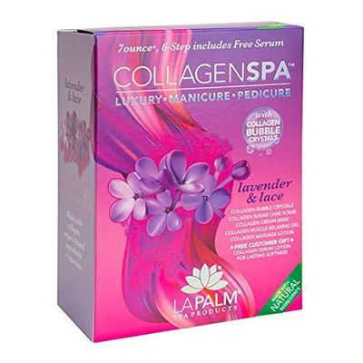 La Palm Collagen Spa Luxury Manicure and Pedicure with Collagen Bubble Crystals - Lavender &amp; Lace (1 Pack)