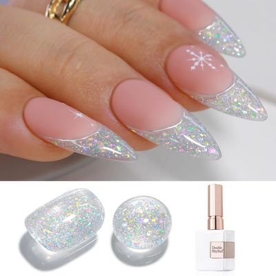 Double Rhythm 15ML Glitter Gel Polish Shimmer Reflective Holographic Color for Nail Art Salon DIY at Home (B1135)