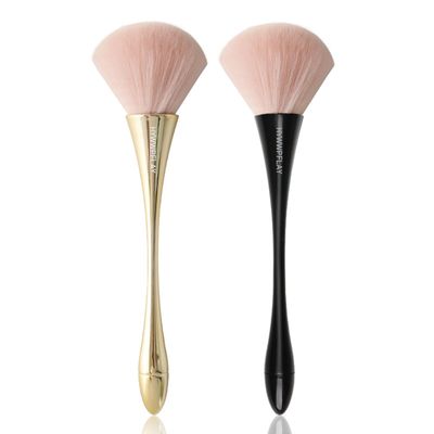 HYWWPFLAY 2Pcs Nail Dust Brush Acrylic Brush Cleaner Nail Brushes for Cleaning Dust Dip Powder Brush Large Makeup Brush Blush Brush Nail Clean Up Brush Manicure Brush Nail Art Tools (GoldBlack)