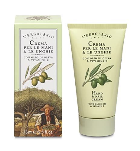 LErbolario Hand and Nail Cream - Hand Cream for Dry Hands and Nails - Repair Cracked Skin and Redness - With Olive Oil and Vitamin E - 2.5 oz