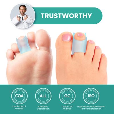 Welnove Hammertoe Corrector - 6 PCS Toe Splints Realign Bent, Curled, Crooked, Claw, Hammer Toes - Toe Straighteners for Men and Women, FSA or HSA eligible - Blue