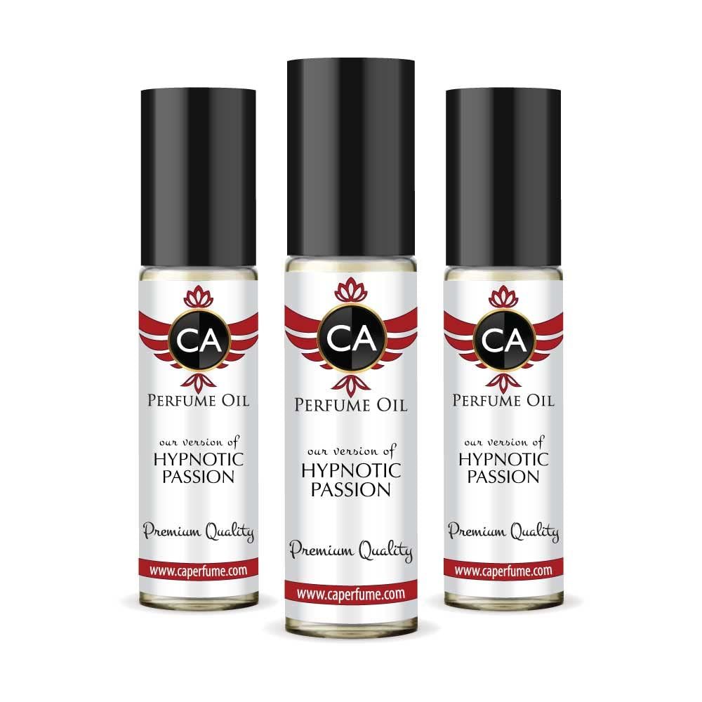 CA Perfume Impression of Hypnotic Passion For Women Replica Fragrance Body Oil Dupes Alcohol-Free Essential Aromatherapy Sample Travel Size Long Lasting Attar Roll-On 0.3 Fl Oz-X3