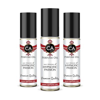 CA Perfume Impression of Hypnotic Passion For Women Replica Fragrance Body Oil Dupes Alcohol-Free Essential Aromatherapy Sample Travel Size Long Lasting Attar Roll-On 0.3 Fl Oz-X3
