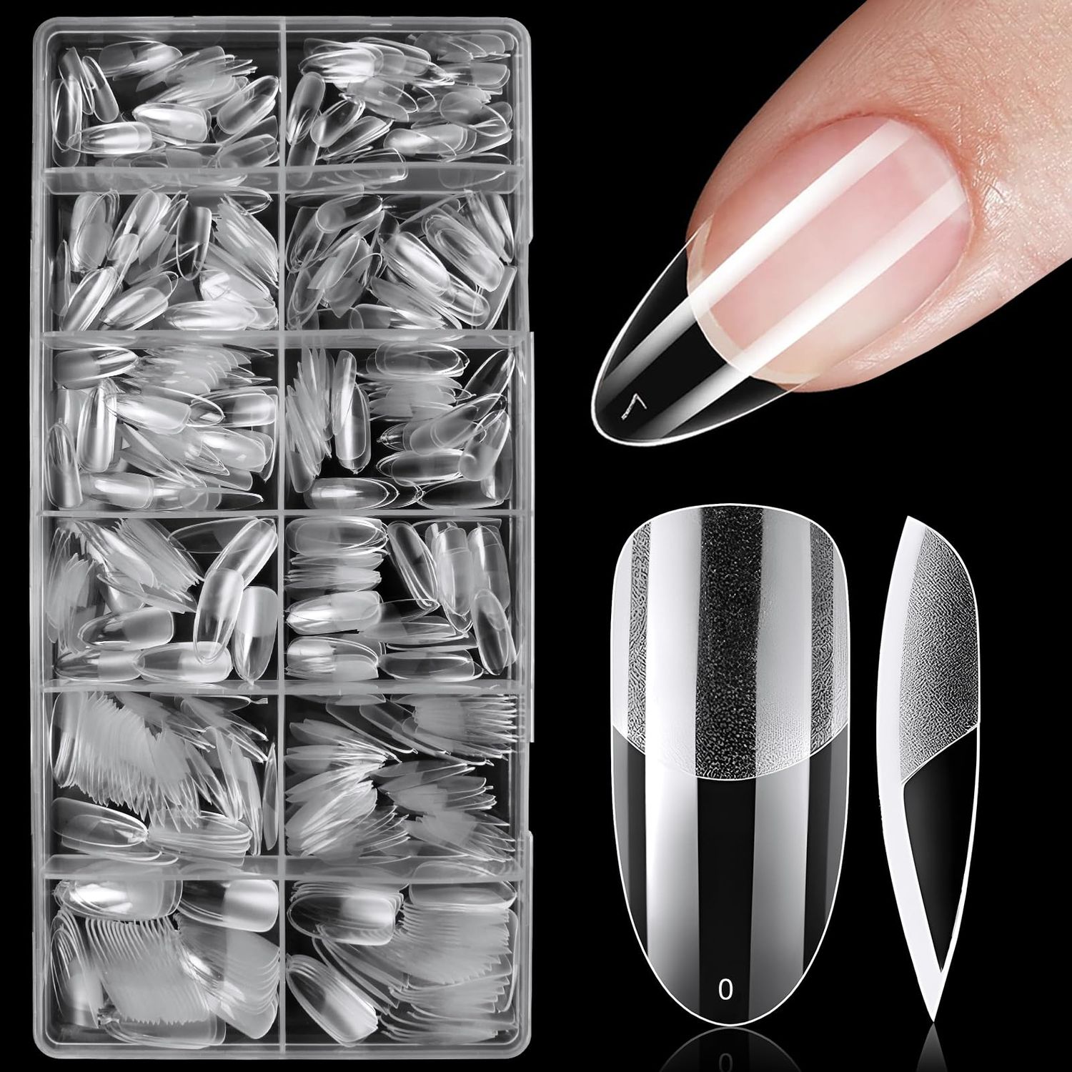 LoveOurHome 600pc Oval Nail Tips Medium Fake Nails Clear Press on Nails Medium Oval Soft Gel Nail Tips Full Cover False Nail Clear Gel Tip for Acrylic Nails Extension Press Nails Making