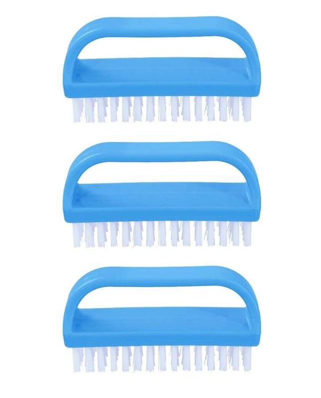 Superio Nail Scrubber Brush Nail Brush for Cleaning Fingernails Hand, and Toes, Small Scrub Brush Hand Scrubber Fingernail Brush Cleaner with Handle- Stiff Bristles, (3 Pack)