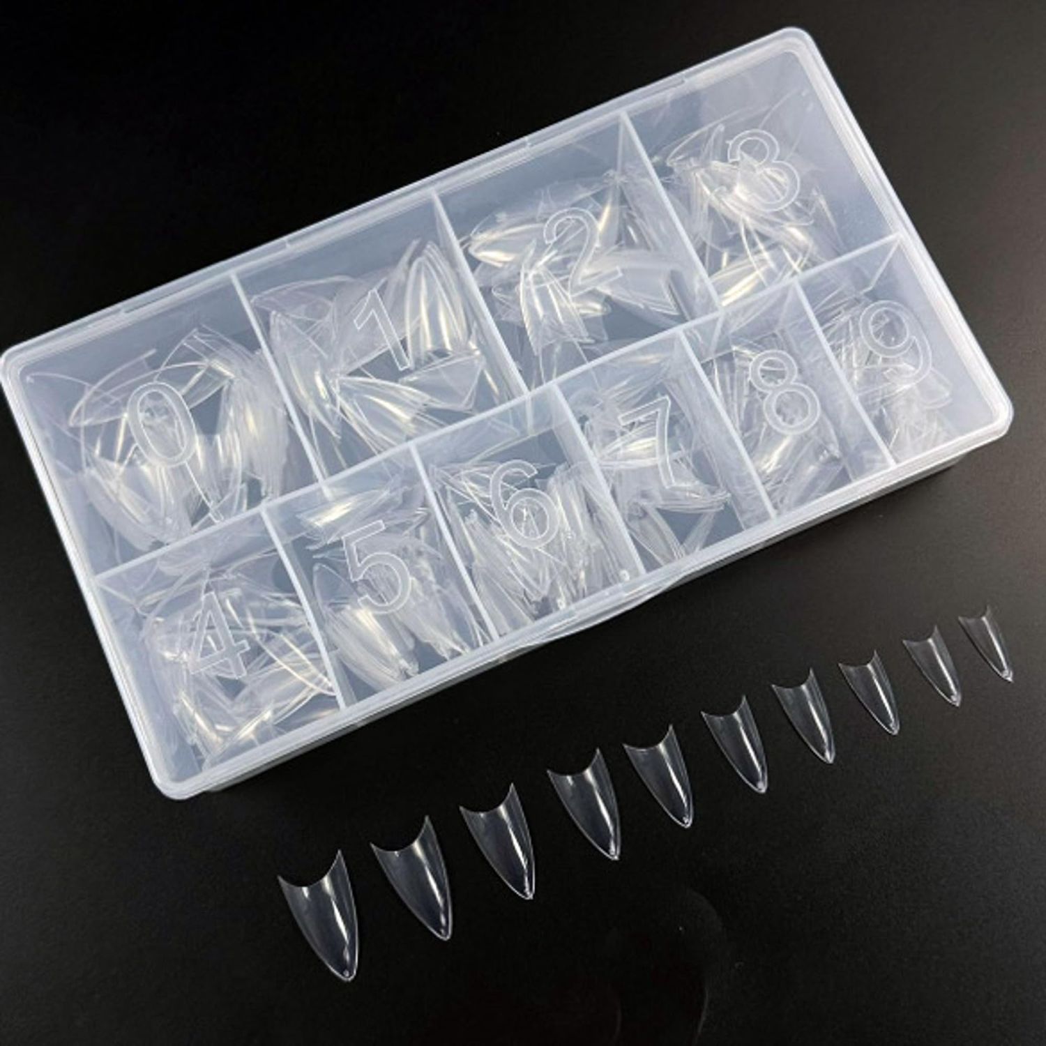 500pcs Almond Half Cover Nail Tips - Clear, Acrylic Nail Supplies (Medium)