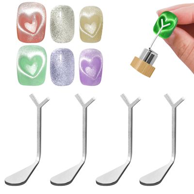 vnjaoi Heart Nail Magnet,4-PC Y-Shaped Nail Magnet Guide for for Heart Cat Eye Nail Art Salon or Home