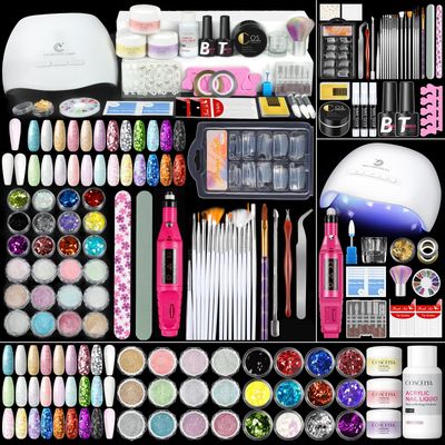 58pcs Acrylic Nail Kit for Beginners with Everything Professional Acrylics Powder with Drill and U V Light 36pcs Glitter Decoration Powder Complete Nail Kit Acrylic Set Gift for Women