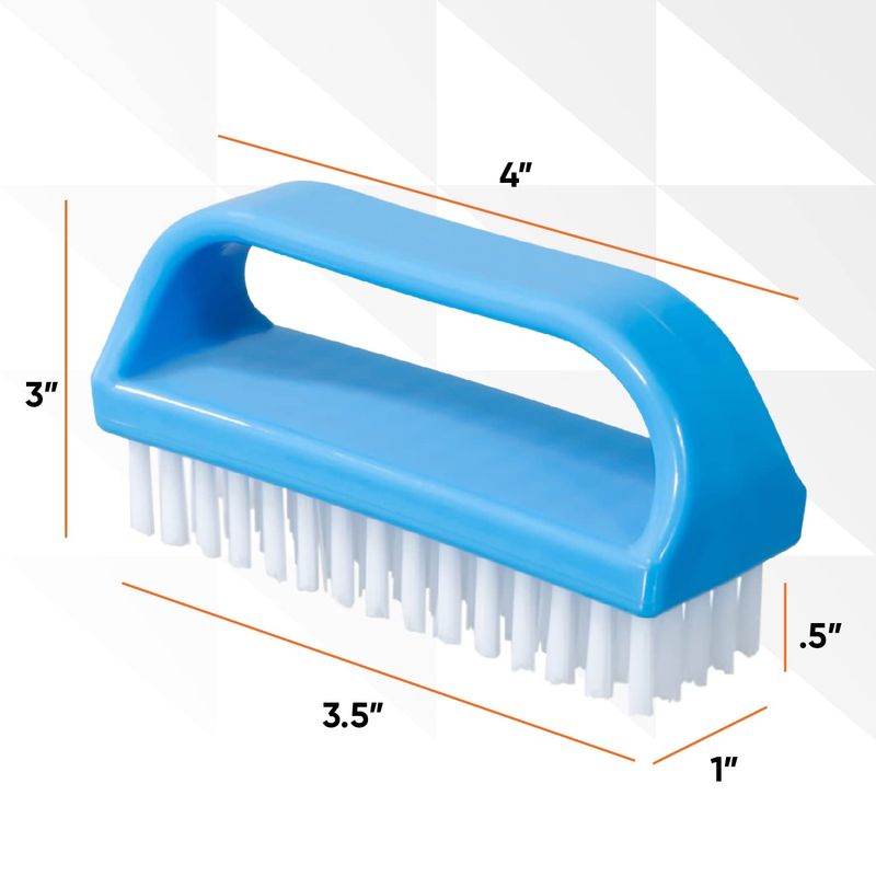Superio Nail Scrubber Brush Nail Brush for Cleaning Fingernails Hand, and Toes, Small Scrub Brush Hand Scrubber Fingernail Brush Cleaner with Handle- Stiff Bristles, (3 Pack)