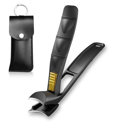 ILLFER Toenail Clippers for Seniors Thick Toenails and Fingernail, Anti Splash Large Toe Nail Clippers for Men Women Adult, Sharp Wide Jaw Opening Long Handle Angled Head