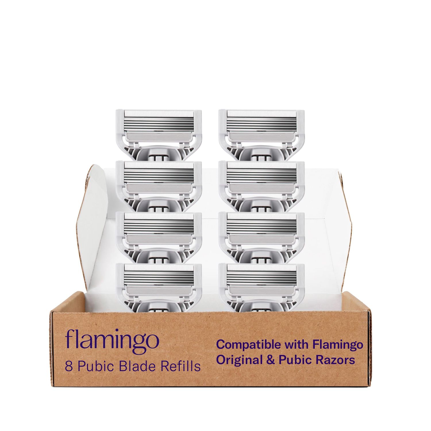 Flamingo Pubic Womens Pubic Razor Refill Cartridges, 8 Womens Razors for Shaving Bikini Line