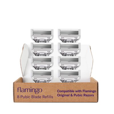 Flamingo Pubic Womens Pubic Razor Refill Cartridges, 8 Womens Razors for Shaving Bikini Line