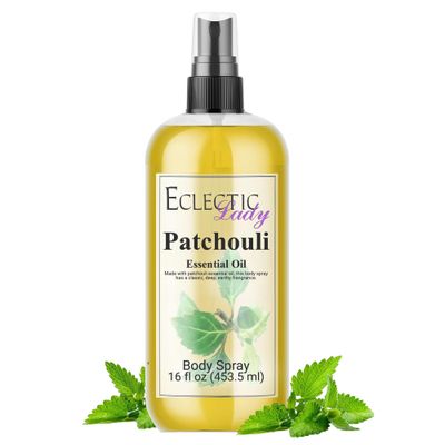 Eclectic Lady Body Spray Women, 16 Oz, Double Strength Patchouli Body Mist with Long-Lasting Fragrance, Earthy &amp; Clean Scent Reminiscent of the 1960s &amp; 70s, Light, Subtle Perfume with Wood Notes,