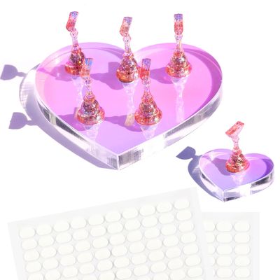 ASTONFOG Heart Nail Stand for Press Ons - 2 Set Holder for Painting Aurora Nails, Magnetic Display With 200 Pcs Adhesive Tabs for Home Salon Art Practice