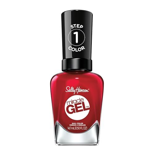 Sally Hansen Miracle Gel, Rhapsody Red, Long Lasting, Gel-Like Formula, No UV Lamp Needed, Opaque, Shiny Red Nail Polish