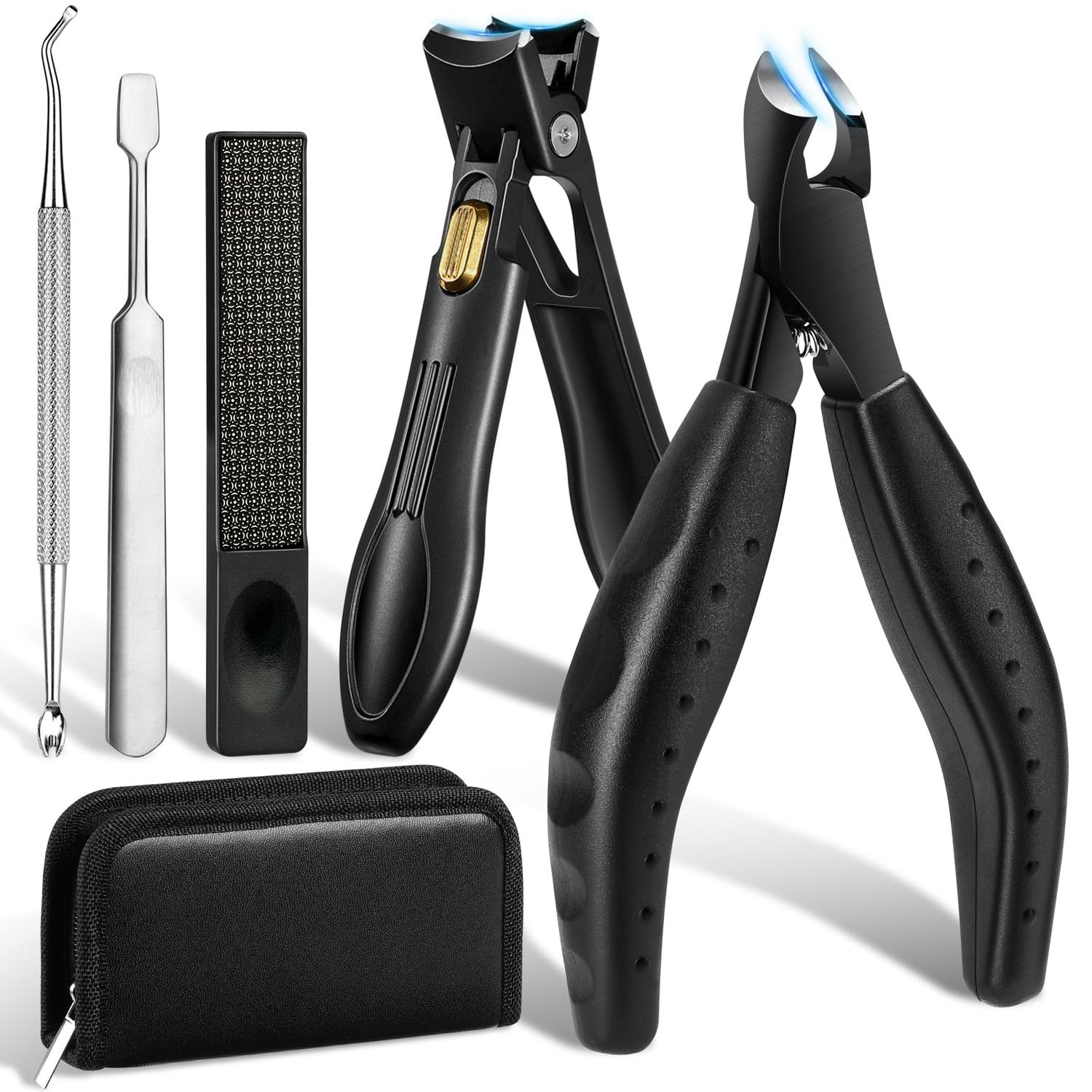 Toenail Clippers for Thick &amp; Ingrown Nails, Professional Nail Clipper Set with Pedicure Tool, Super Sharp Fingernail Cutter with Catcher, Podiatrist Toe Nail Clippers Kit for Seniors, Men &amp; Women